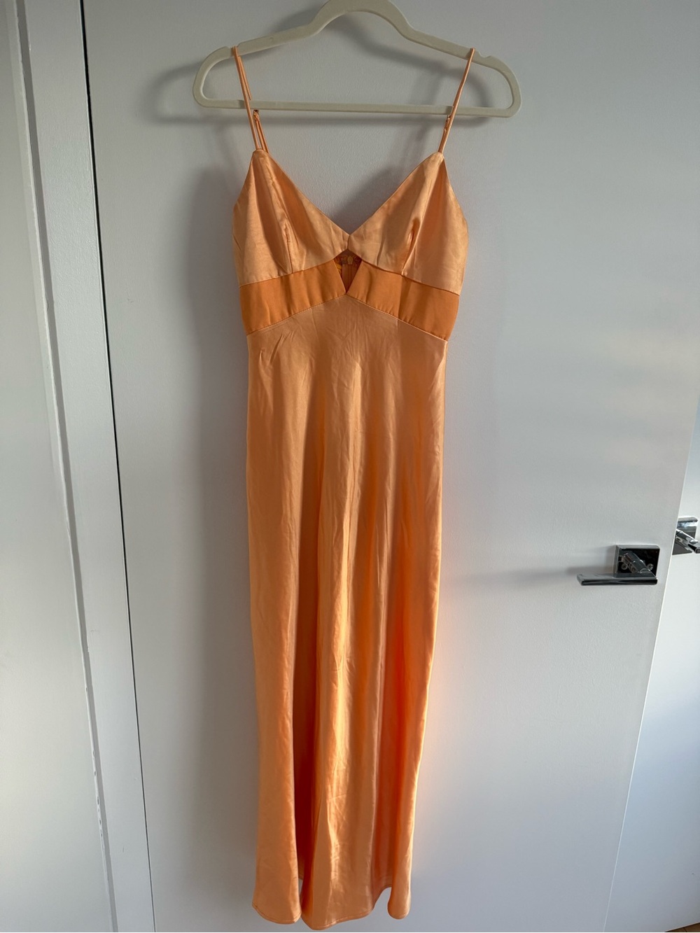 Satin Slip Maxi Dress in Peach